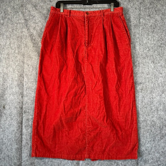 Vtg Lands End Corduroy Maxi Skirt Womens Sz 14 Burnt Orange Boho Forest Grunge - Picture 1 of 11
